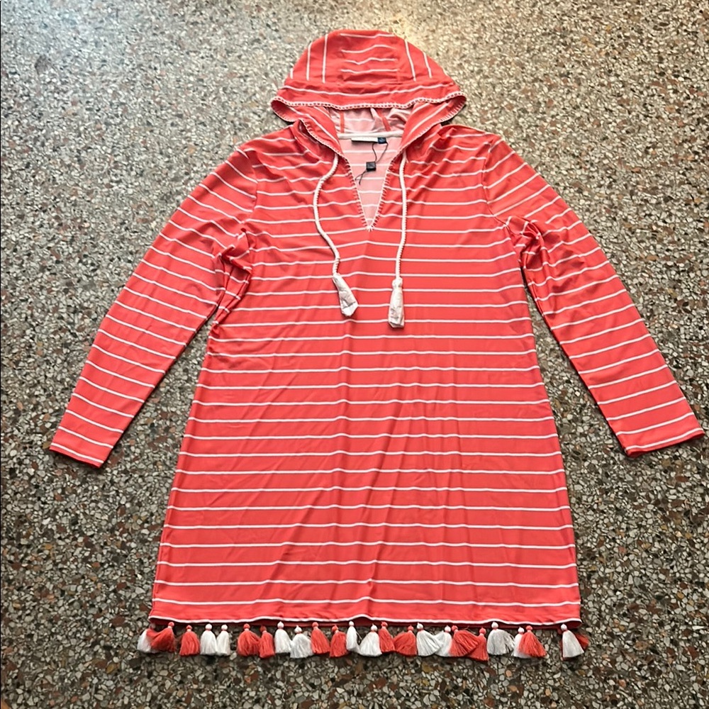Cabana Life Coral Striped Swim Coverup